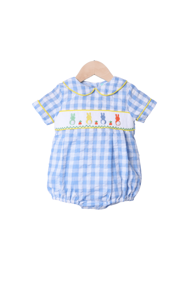 The Smocked Flamingo Apparel & Accessories Smocked Peep Blue Seersucker Bubble