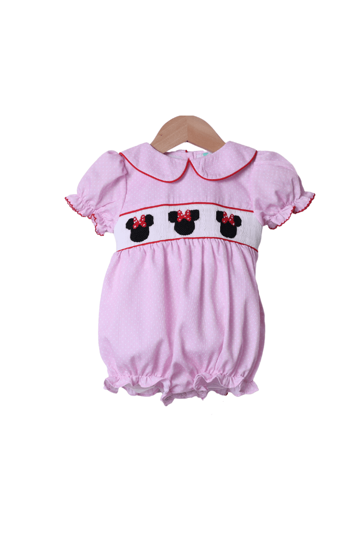 Smocked Pink Mouse oh, Two-dles Bubble 18M Smocked Pink Mouse oh, Two-dles Bubble 18M