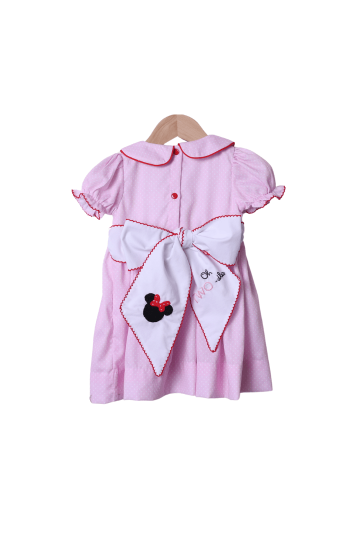 The Smocked Flamingo Apparel & Accessories Smocked Pink Mouse Oh, Two-dles Dress