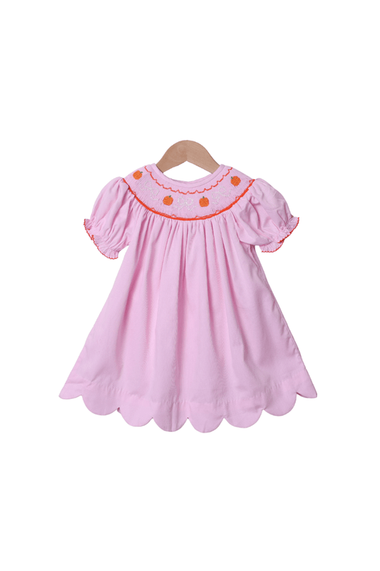 The Smocked Flamingo Apparel & Accessories Smocked Pink Pique Bow Pumpkin Dress