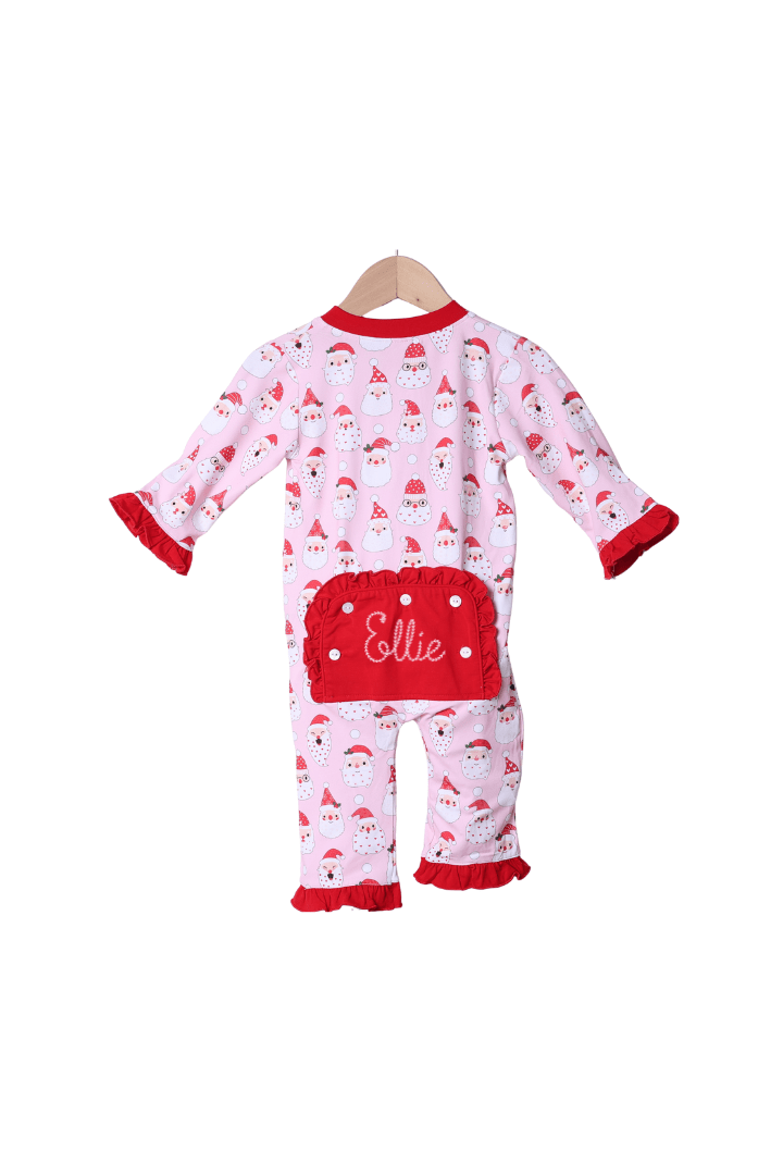 The Smocked Flamingo Apparel & Accessories Smocked Pink Santa Ruffle Zippys