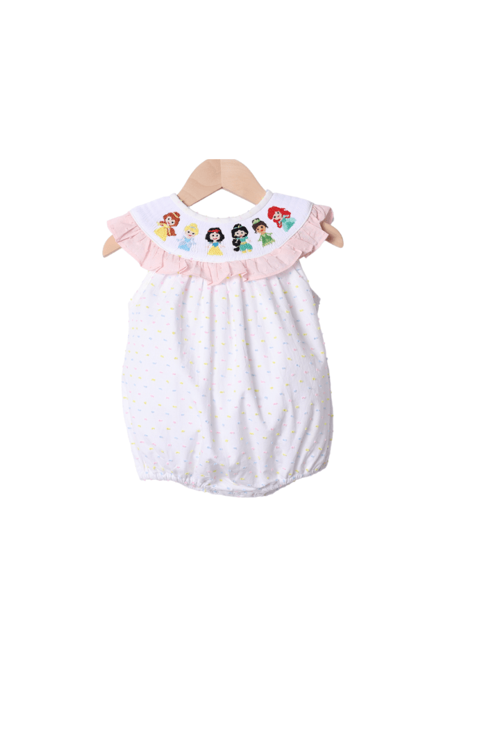 The Smocked Flamingo Apparel & Accessories Smocked Princess Swiss Dot Ruffle Bubble