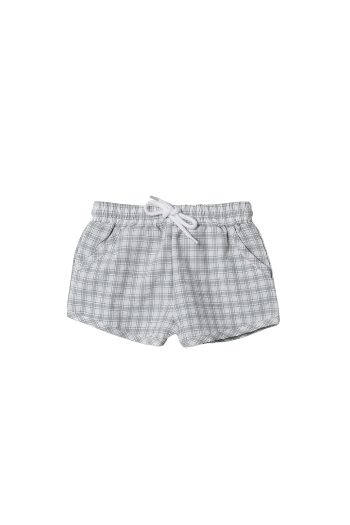 The Smocked Flamingo Apparel & Accessories Smocked Pumpkin Sage Green Windowpane Pumpkin Short Set