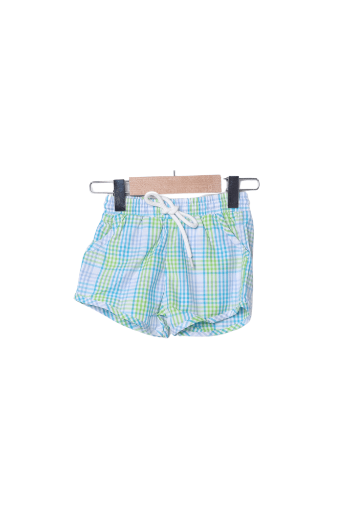 The Smocked Flamingo Apparel & Accessories Smocked Rainbow Fish Plaid Short Set