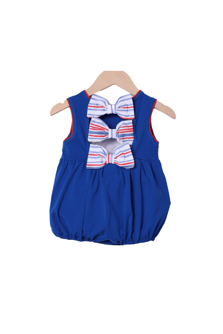 The Smocked Flamingo Apparel & Accessories Smocked Red White and Boom Bow Bubble