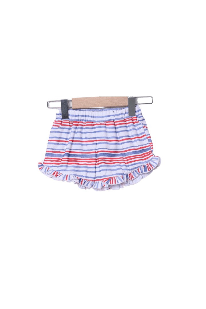 The Smocked Flamingo Apparel & Accessories Smocked Red, White and Boom Bow Short Set