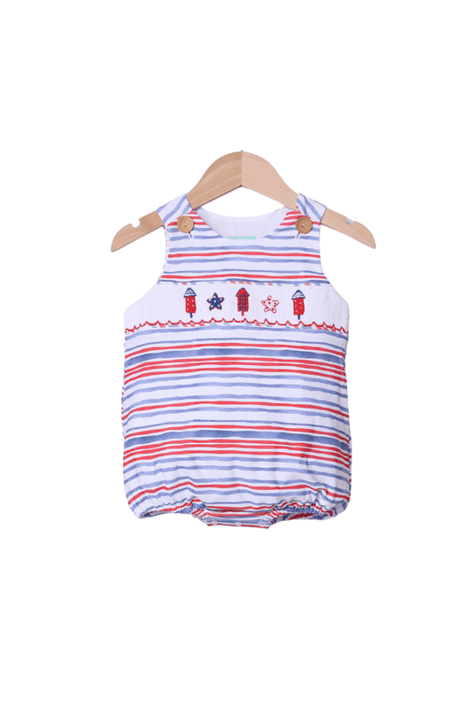 The Smocked Flamingo Apparel & Accessories Smocked Red, White and Boom Bubble