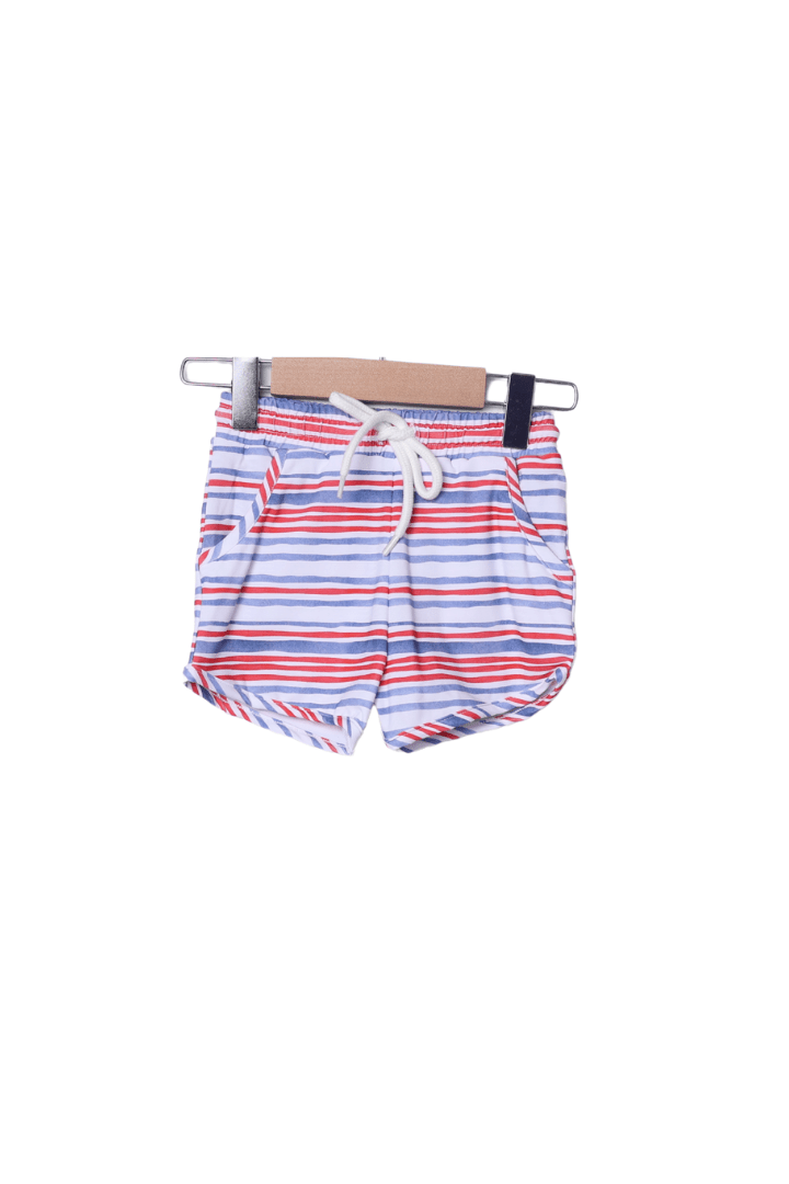 The Smocked Flamingo Apparel & Accessories Smocked Red, White and Boom Short Set