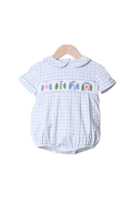 The Smocked Flamingo Apparel & Accessories Smocked Sage Gingham Jockey Silks Bubble