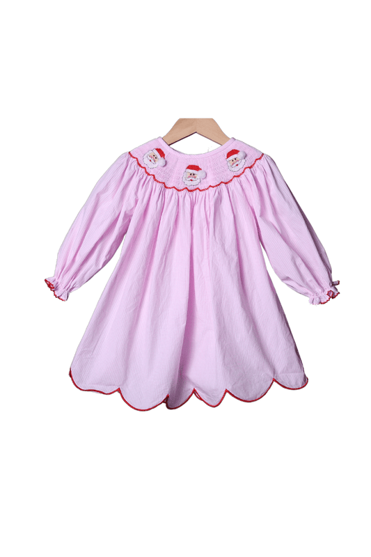 The Smocked Flamingo Apparel & Accessories Smocked Santa Pink Gingham Dress