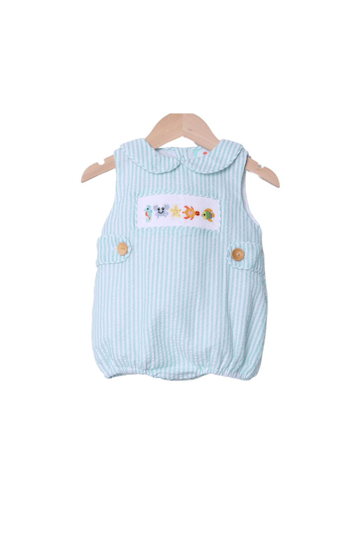 The Smocked Flamingo Apparel & Accessories Smocked Sea Creatures Seersucker Bubble