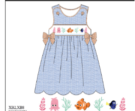 The Smocked Flamingo Apparel & Accessories Smocked Sea Friends Seersucker Dress