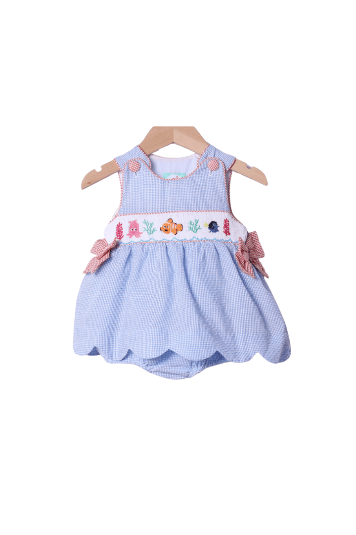 The Smocked Flamingo Apparel & Accessories Smocked Sea Friends Seersucker SkirtedBubble