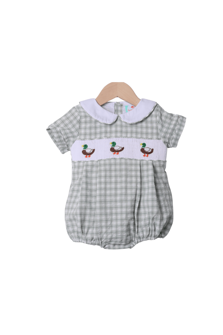 The Smocked Flamingo Apparel & Accessories Smocked Seersucker Mallard Bubble