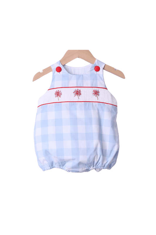 The Smocked Flamingo Apparel & Accessories Smocked Sparkler Blue Gingham Bubble
