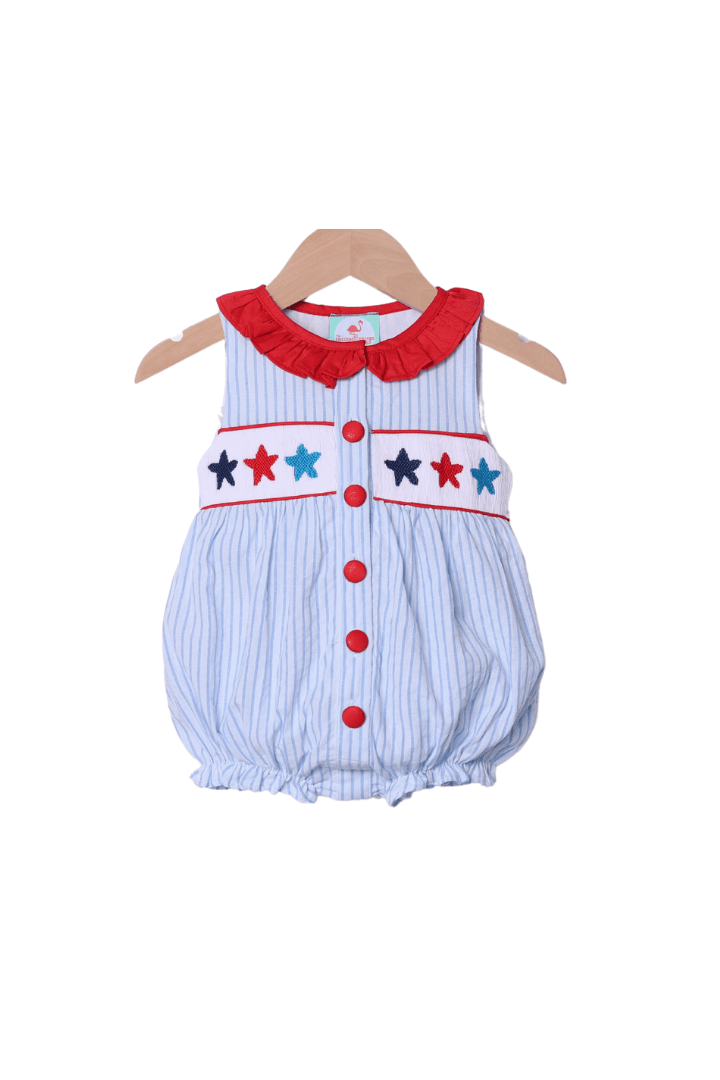 The Smocked Flamingo Apparel & Accessories Smocked Stars and Stripes Blue/Red Bubble