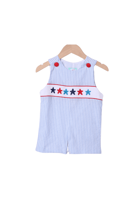 The Smocked Flamingo Apparel & Accessories Smocked Stars and Stripes Blue/Red Jon Jon