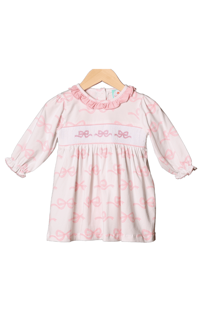 Smocked Sweet Bow Long Sleeve Dress 2T Smocked Sweet Bow Long Sleeve Dress 2T