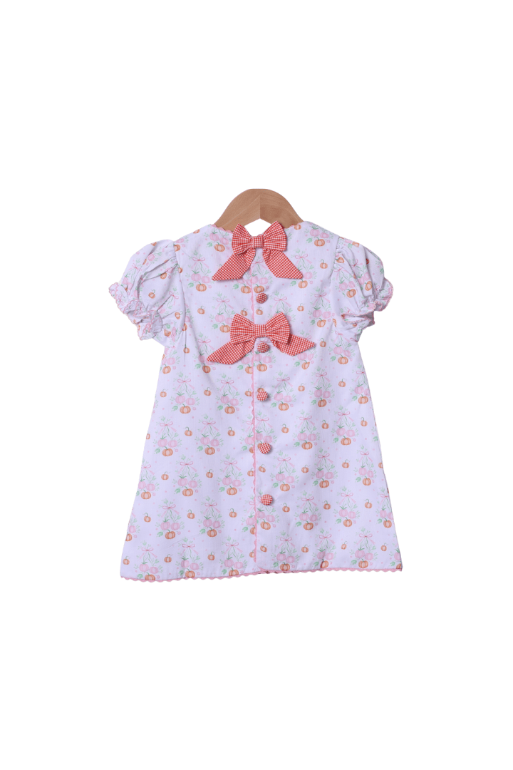 The Smocked Flamingo Apparel & Accessories Smocked Sweet Pumpkin Orange Gingham Bow Dress