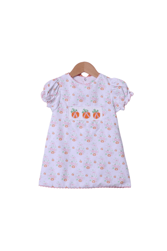 The Smocked Flamingo Apparel & Accessories Smocked Sweet Pumpkin Orange Gingham Bow Dress