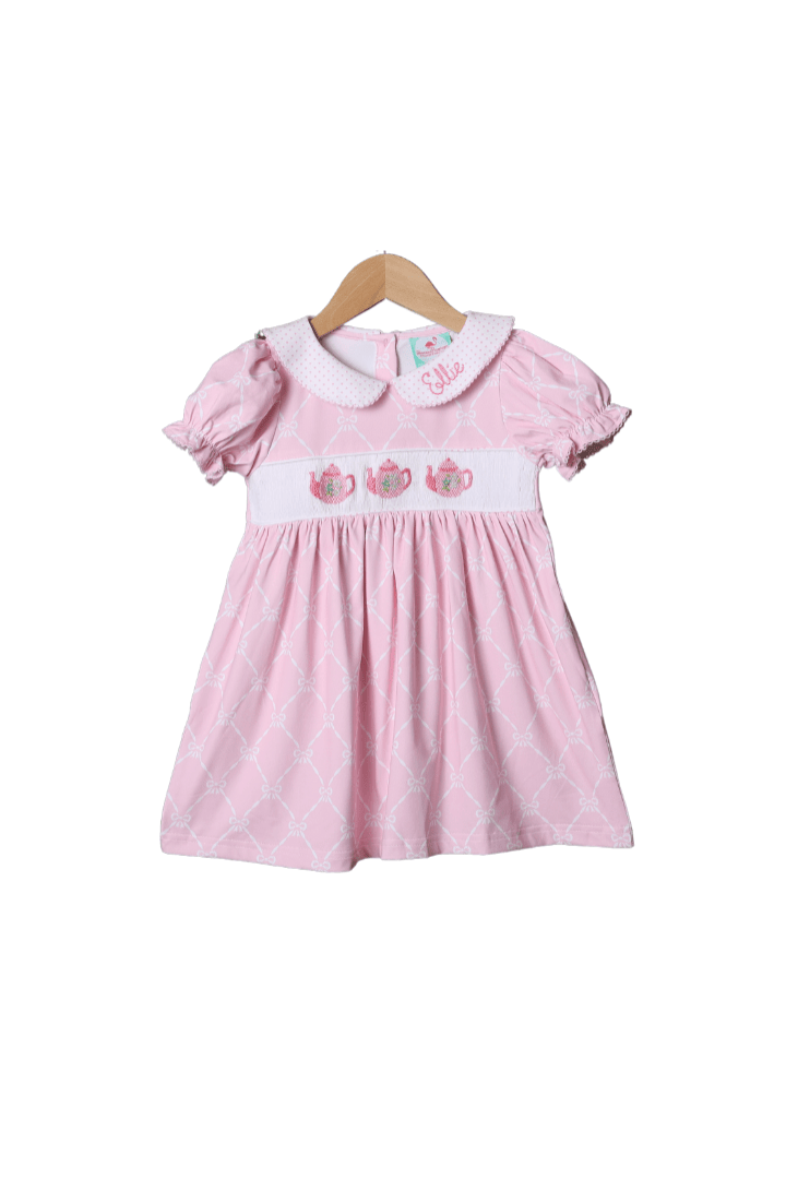 Smocked Tea Party Pink Dress The Smocked Flamingo Smocked Tea Party Pink Dress The Smocked Flamingo