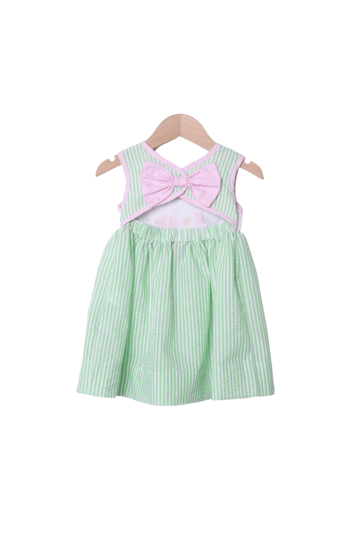 The Smocked Flamingo Apparel & Accessories Smocked Under The Sea Green Seersucker Dress