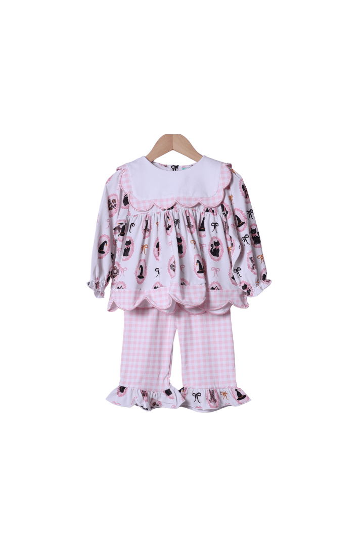 The Smocked Flamingo Apparel & Accessories Sweet and Spooky Ruffle Pant Set