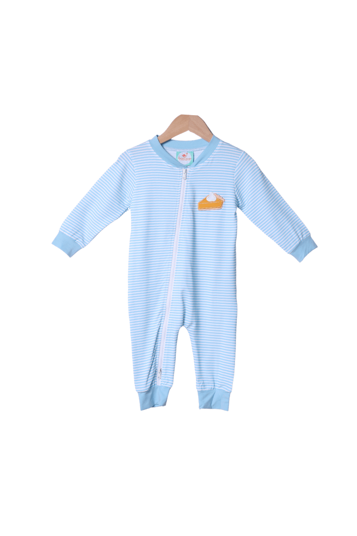 The Smocked Flamingo Apparel & Accessories Sweet As Pie Blue Striped Zippys