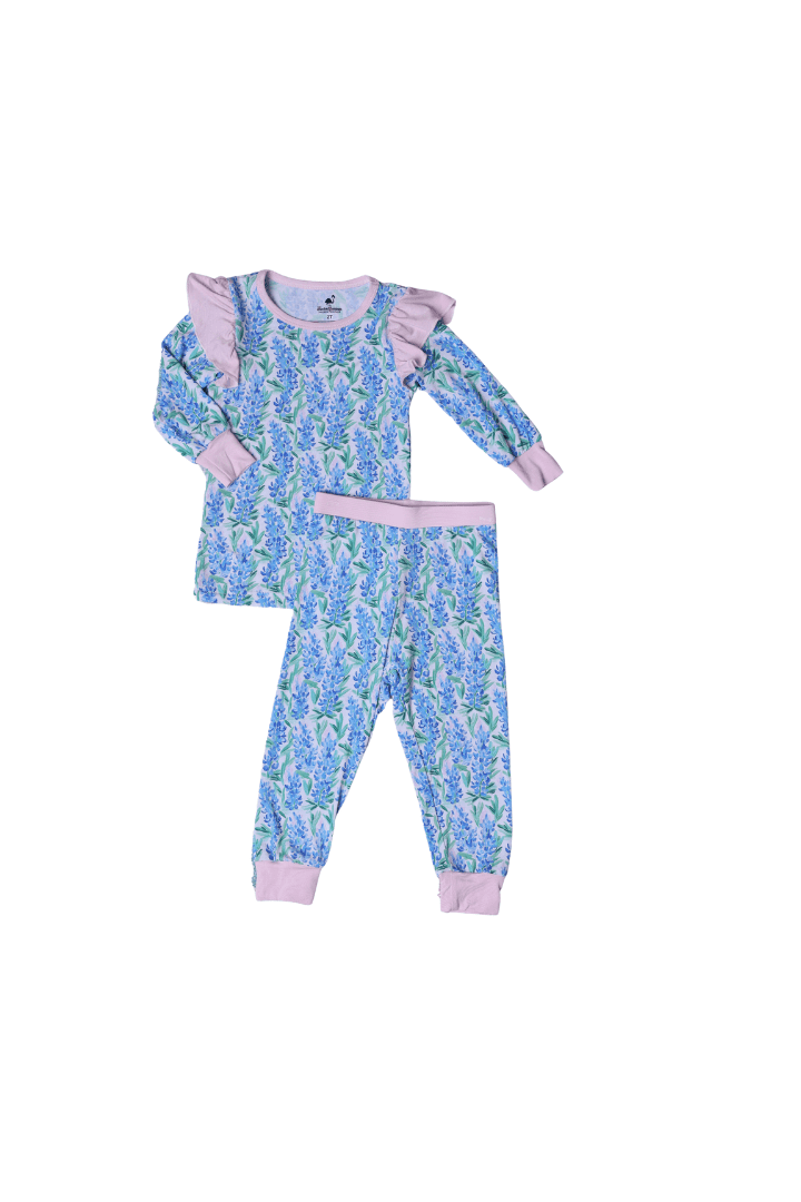 The Smocked Flamingo Apparel & Accessories Sweet Blue Floral Pajamas