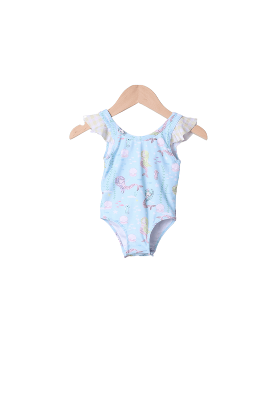 The Smocked Flamingo Apparel & Accessories Sweet Mermaid Ruffle One Piece Swimsuit
