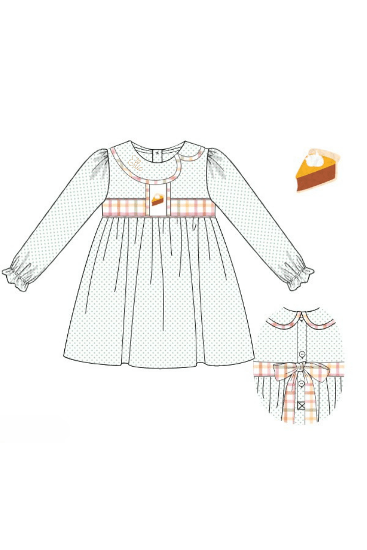 The Smocked Flamingo Apparel & Accessories Sweet Pumpkin Pie Plaid Bow Dress