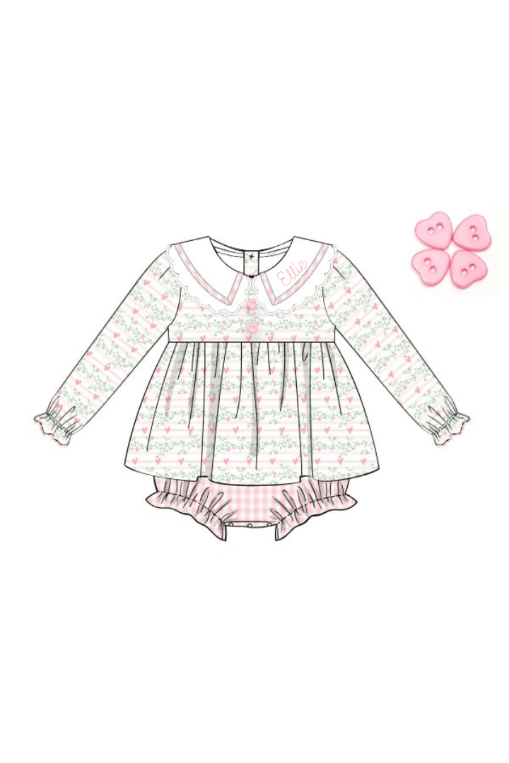 The Smocked Flamingo Apparel & Accessories Sweetheart Trellis Skirted Bubble
