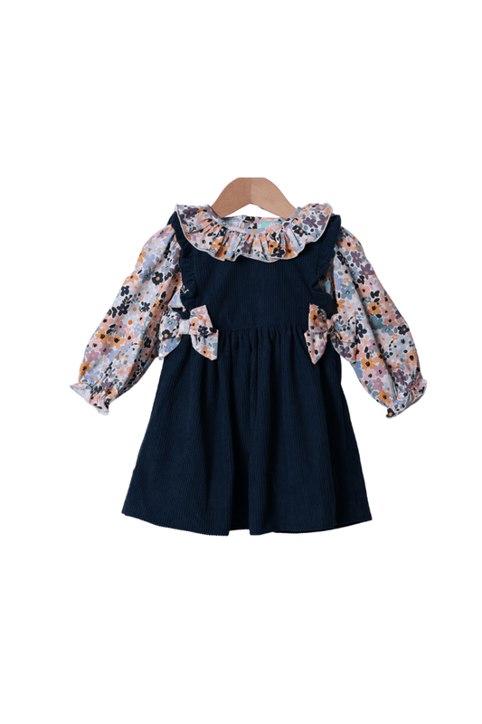 The Smocked Flamingo Apparel & Accessories Two Piece Corduroy Floral Dress