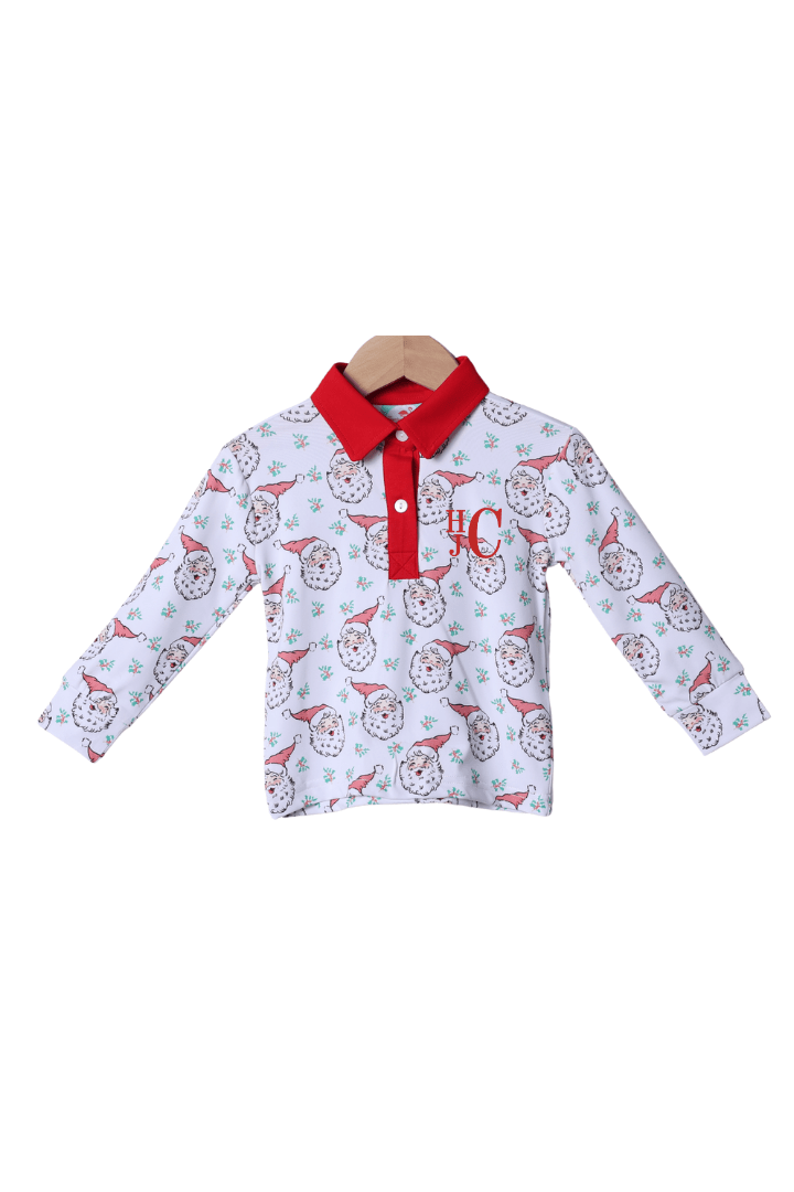 The Smocked Flamingo Apparel & Accessories Vintage Santa Polo Shirt