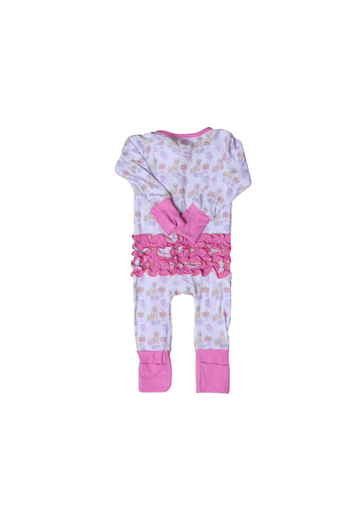 The Smocked Flamingo Children's Clothing Birthday Pawty Pink Zippy