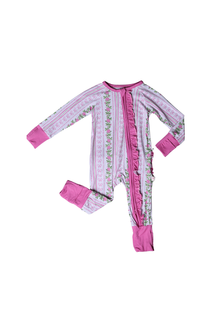 The Smocked Flamingo Children's Clothing Fancy Floral Ruffle Zippy