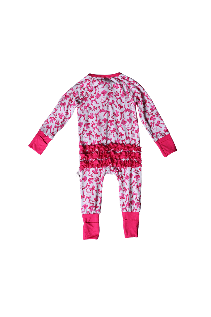 The Smocked Flamingo Children's Clothing Pink Ruffle Bow Zippy