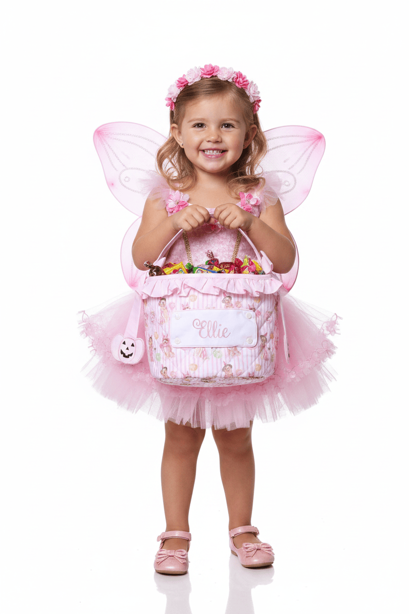 The Smocked Flamingo Children's Clothing Trick or Treat Pink Treat Basket