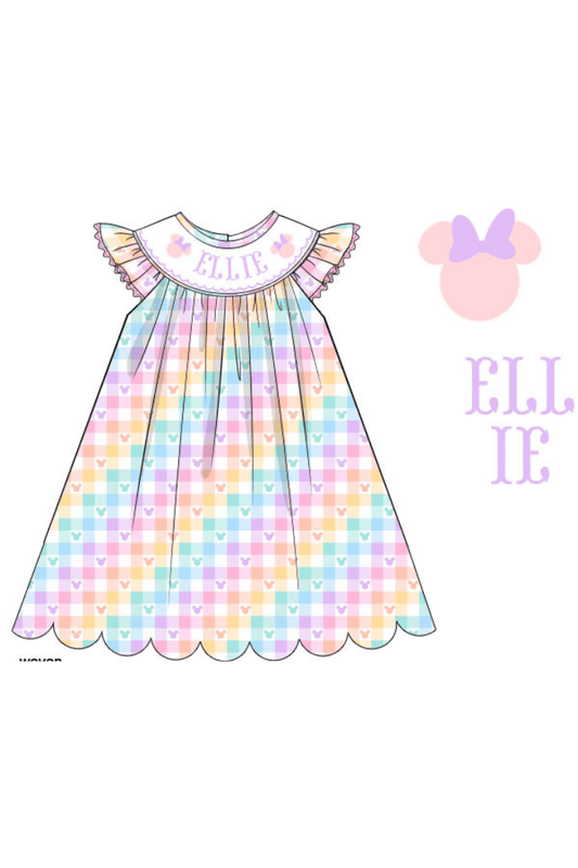 The Smocked Flamingo Pre-Order Custom Smocked Mouse Plaid Bishop Dress