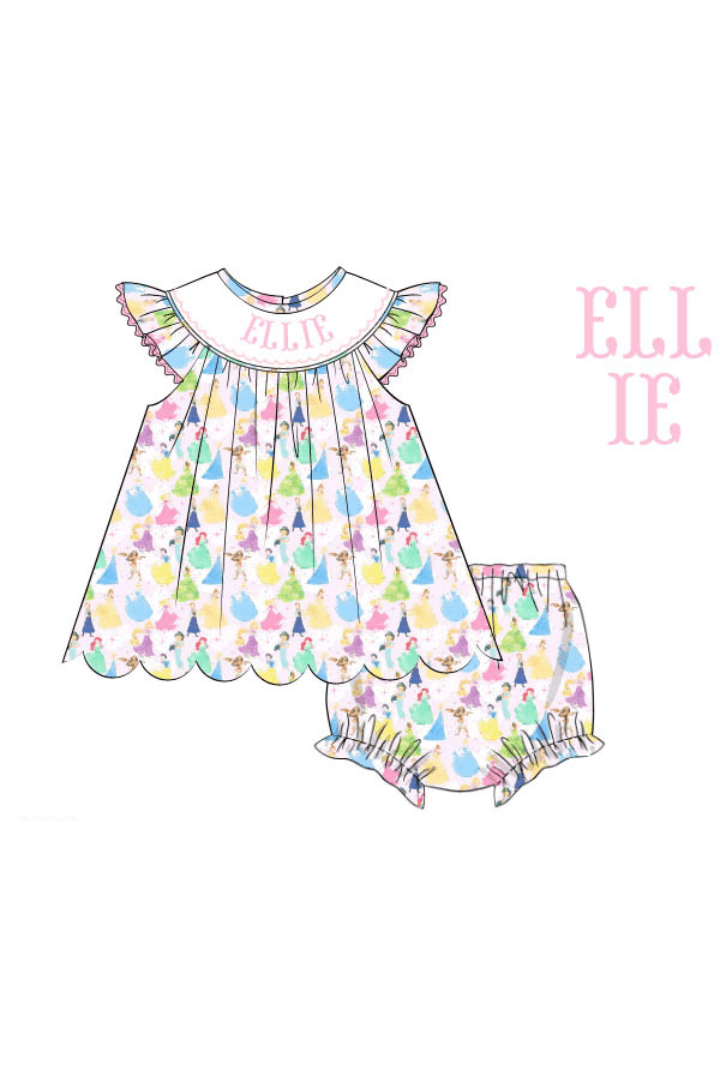 The Smocked Flamingo Pre-Order Custom Smocked Princess Bishop Bloomer Set