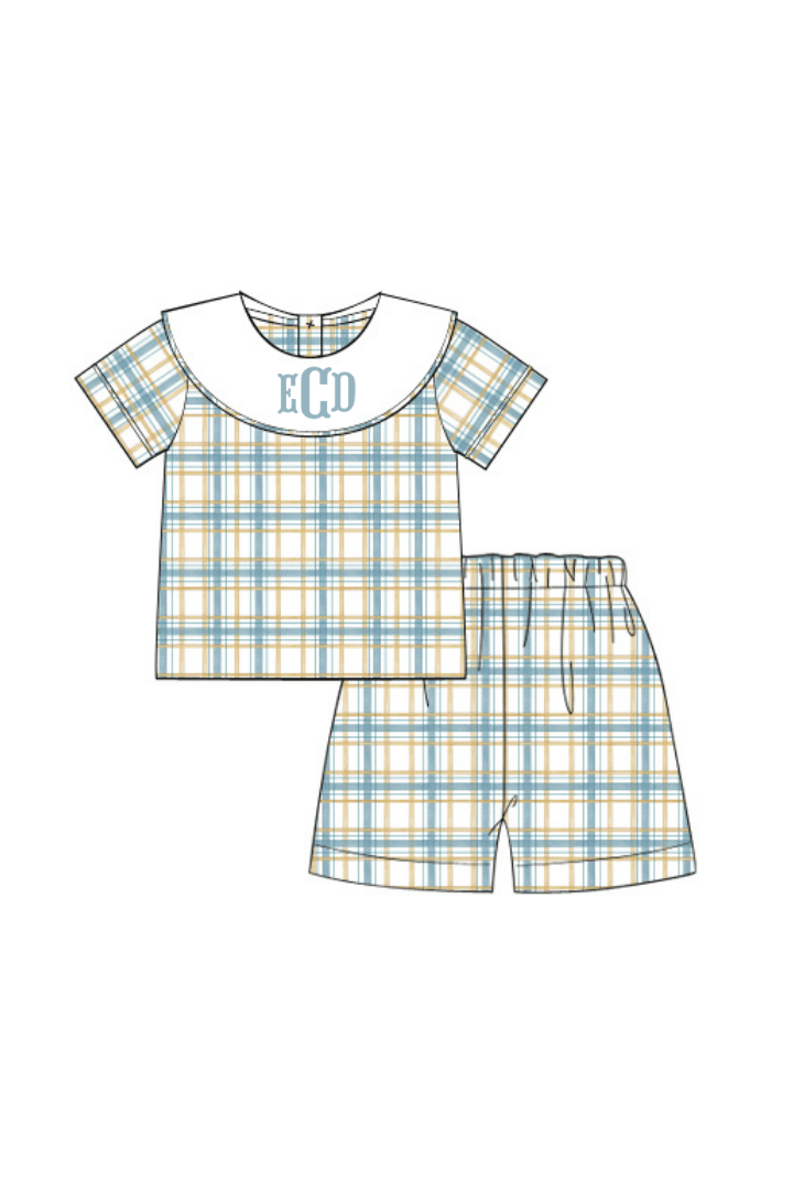 The Smocked Flamingo Pre-Order Fall Plaid Short Set