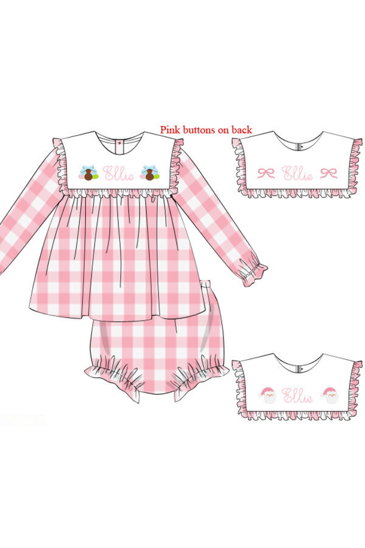 The Smocked Flamingo Pre-Order French Knot Custom Name Interchangeable Bloomer Set