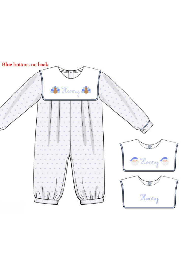The Smocked Flamingo Pre-Order French Knot Custom Name Interchangeable Romper