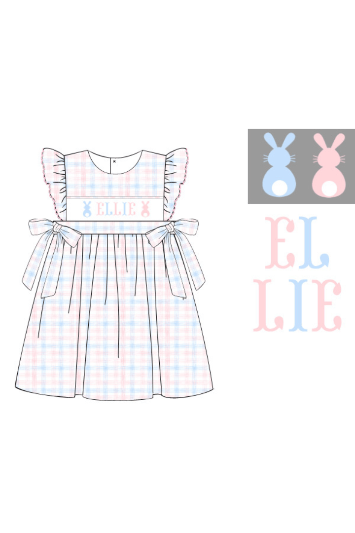 The Smocked Flamingo Pre-Order Hand Smocked Custom Name Pastel Peeps Dress