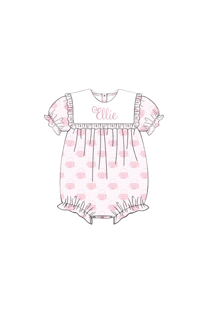 The Smocked Flamingo Pre-Order Jack O Lantern Pink Bib Bubble