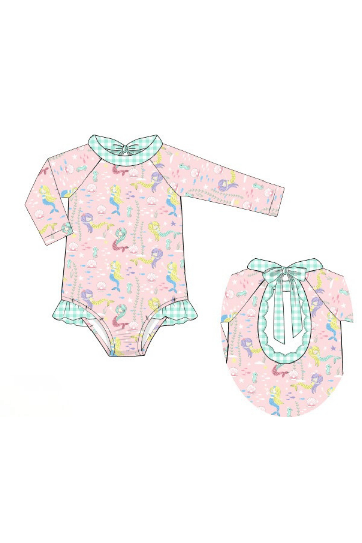 The Smocked Flamingo Pre-Order Mermaid Magic Scalloped Swimsuit