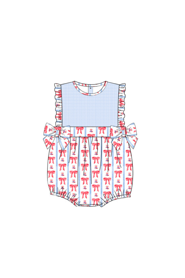 The Smocked Flamingo Pre-Order Red White and Bow Bubble
