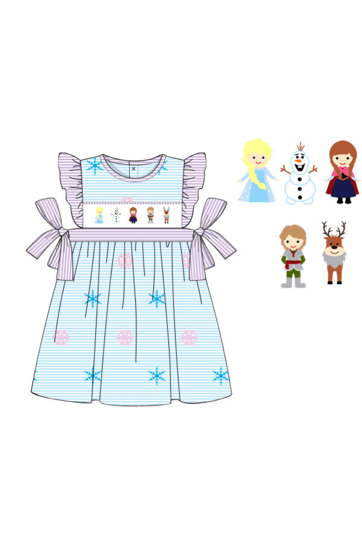 The Smocked Flamingo Pre-Order Smocked Ice Princess Blue/Purple Stripe Dress