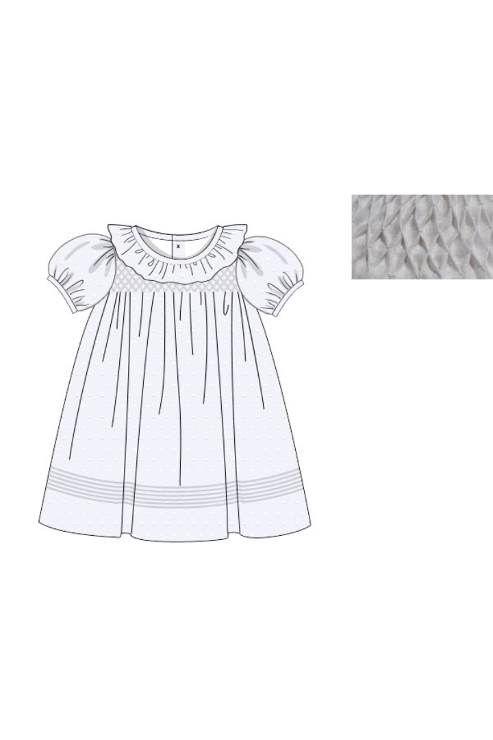 The Smocked Flamingo Smocked Heirloom White Swiss Dot Dress