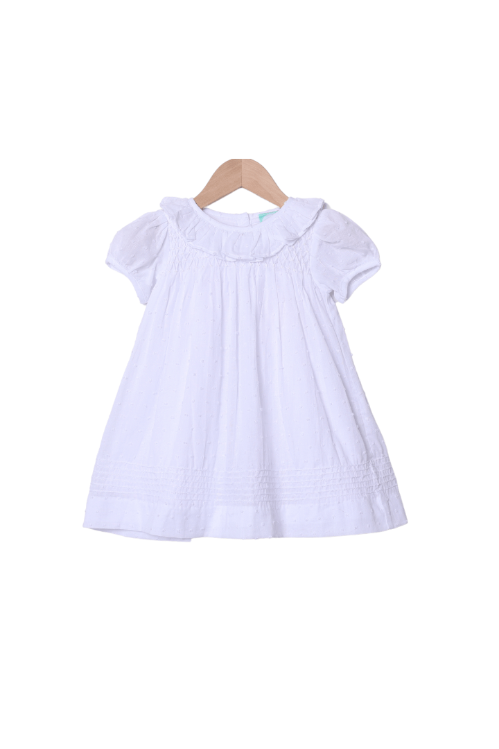 The Smocked Flamingo Smocked Heirloom White Swiss Dot Dress